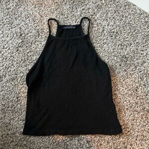 Black Ribbed Brandy Melville Halter Top Spaghetti Strap Tank